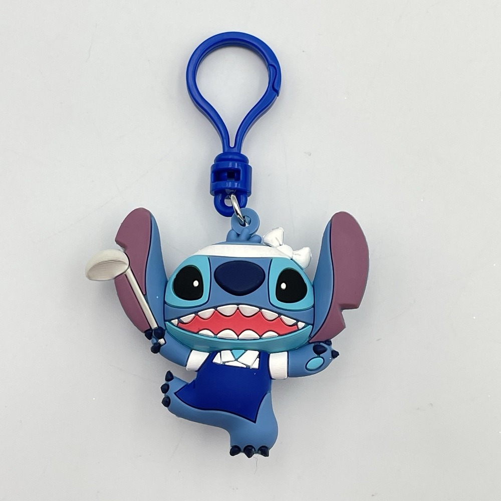 Lilo & Stitch Chef Stitch Figural Keychain Series‎ 2 Rubber Bag Clip Like New
